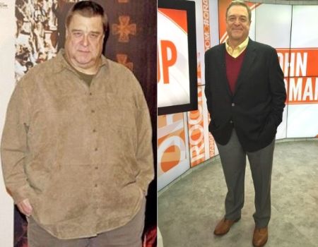A picture depicting the change of John Goodman after his weight loss journey.